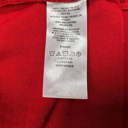 LOFT Women Blouse Sz S Red Sheer Front Boat Neck Short Tulip Sleeve Back Knit