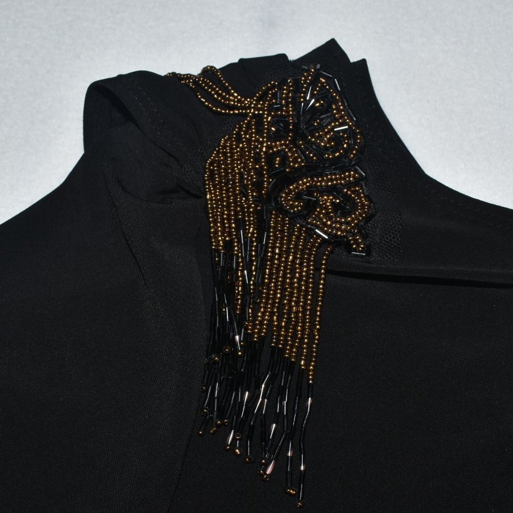 Dressbarn Black Sz 3X Evening Top Embellished Beaded Shoulders