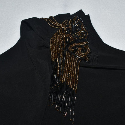 Dressbarn Black Sz 3X Evening Top Embellished Beaded Shoulders