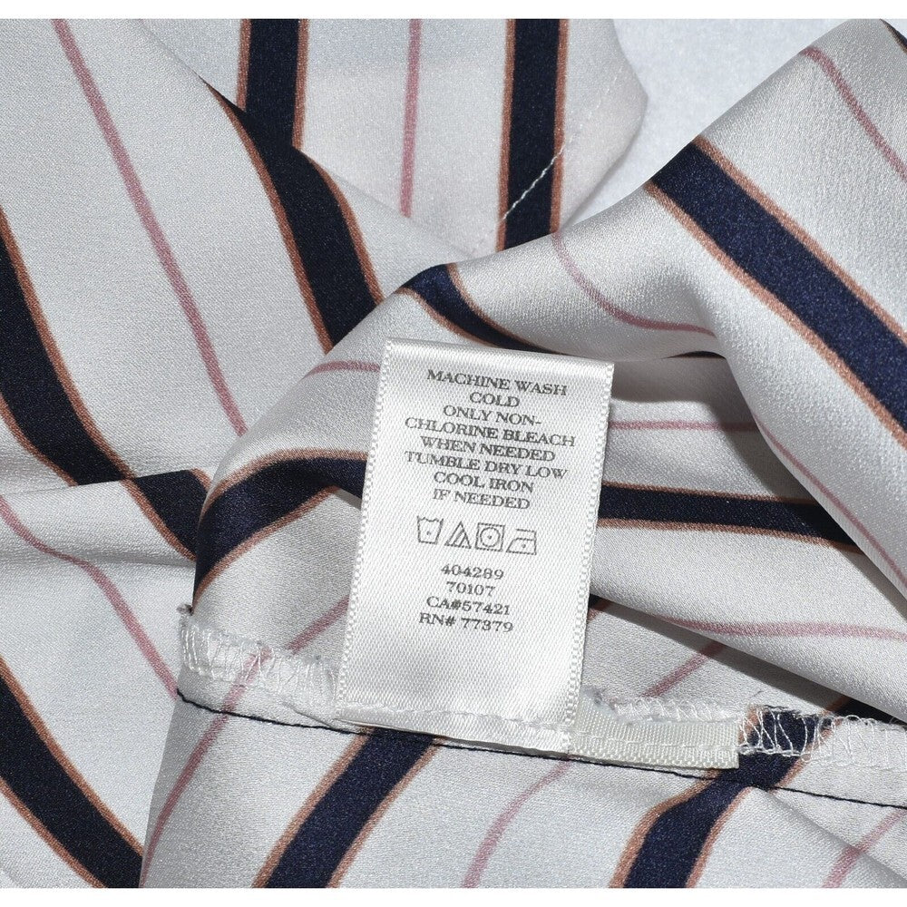 Ann Taylor Short Sleeve White Blouse and Black Stripes Size Small