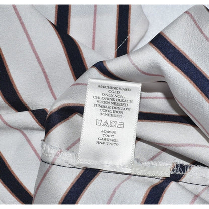Ann Taylor Short Sleeve White Blouse and Black Stripes Size Small