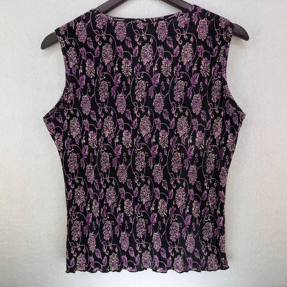 Christopher & Banks Ladies Top Sz S Sleeveless Purple Black Accordion Pleat