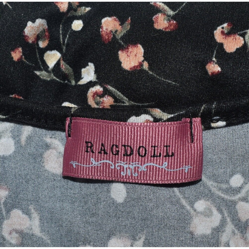 Ragdoll Y2k 90’s Sz S Crop Top Ditsy Floral Ruffle Hem Long Sleeve