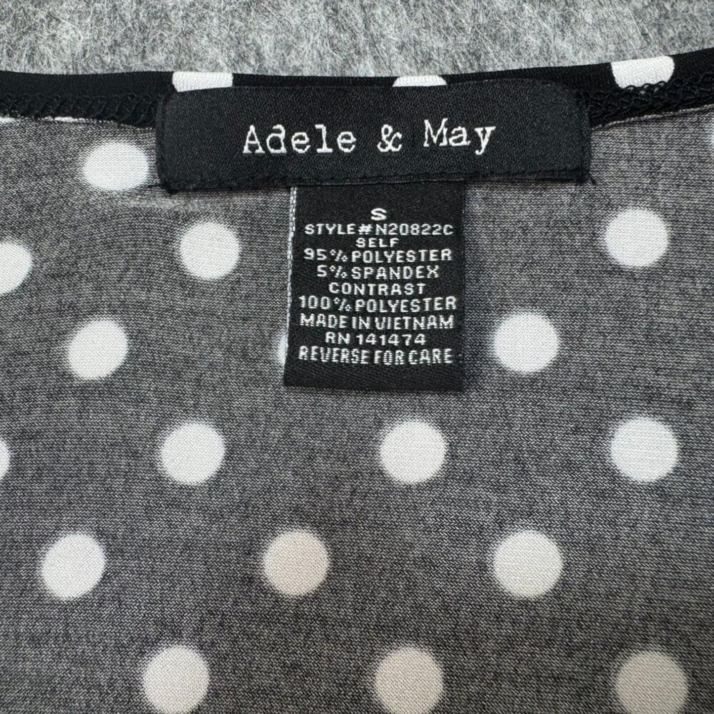 Adele & May Women Blouse Sz S Polka Dot Sweetheart Neck Sheer Balloon Sleeve