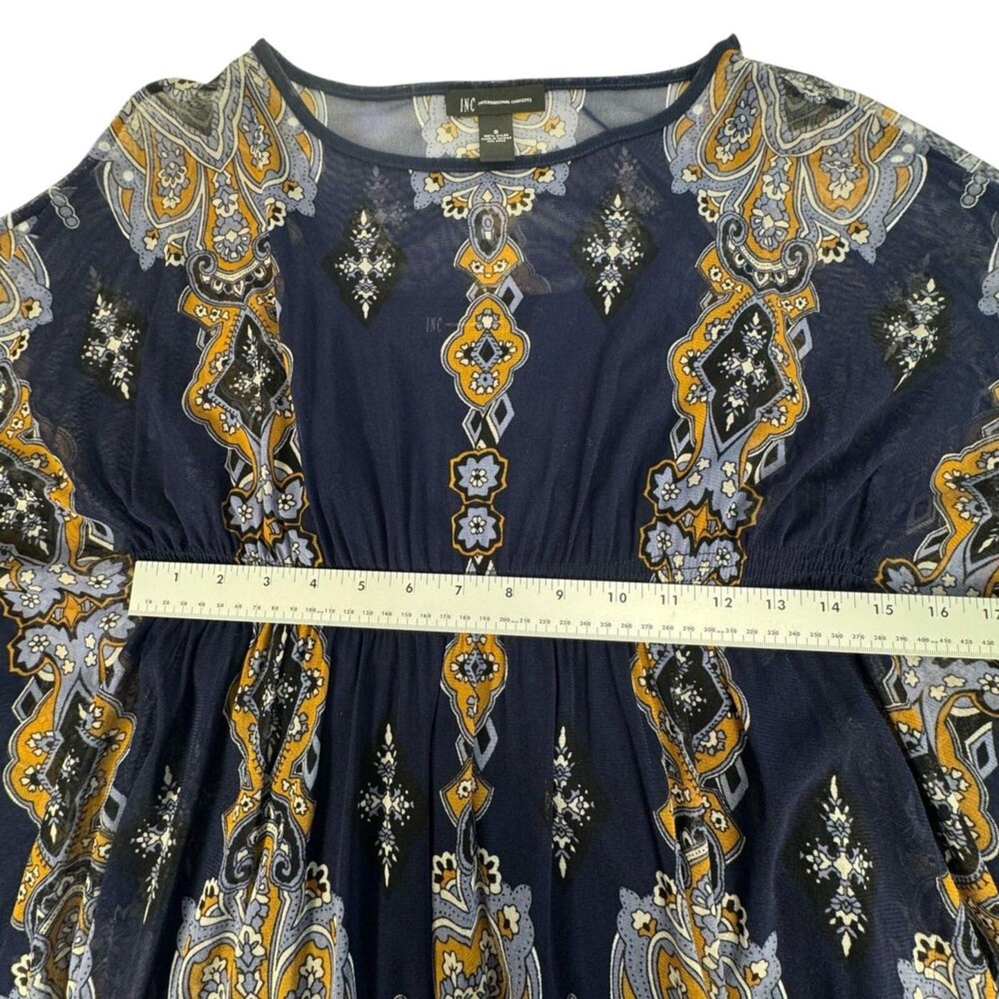 INC International Concepts S Blue Mesh Tunic Top NWT 2 Pc Lined Batwing Boho