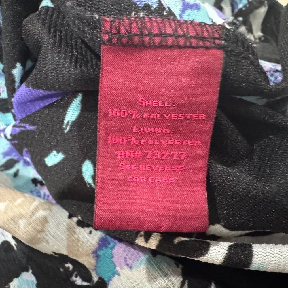 212 Collection Women Top Sz L Sleeveless Drape Neck Black Multicolor Print