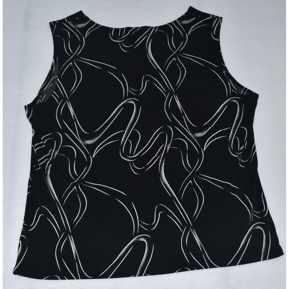 JKLA California Blouse Sz XL Black and White Twist V-Neck Sleeveless