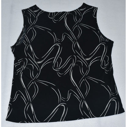 JKLA California Blouse Sz XL Black and White Twist V-Neck Sleeveless