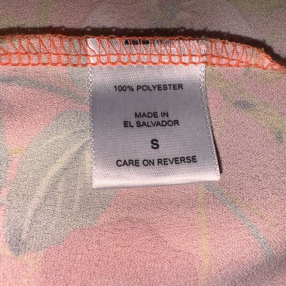 Sweet Pea Top Sz S Orange Floral Print Ruffled V-neck tie Ruffled cap sleeves