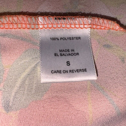 Sweet Pea Top Sz S Orange Floral Print Ruffled V-neck tie Ruffled cap sleeves