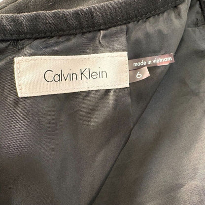 Calvin Klein Ladies Sz 6 Black Lined Pencil Skirt back slit zipper and hook