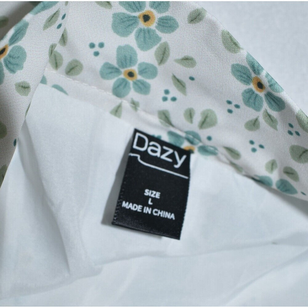 Dazy Skirt Sz L White Above Knee Floral Print Ruffle Hem