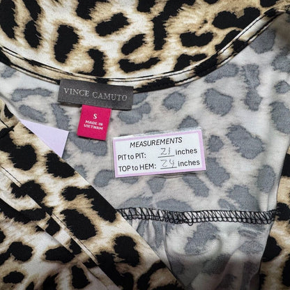 Vince Camuto Top Sz S Beige Black Leopard Print V-Neck Sleeveless