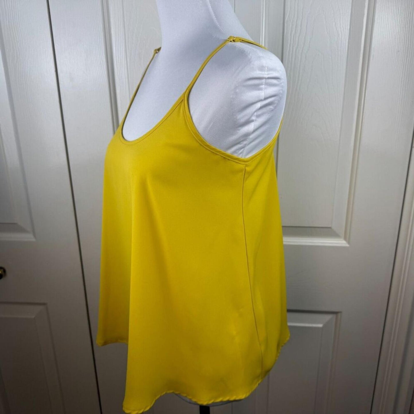 Apt 9 Women Sz S  Sheer Top Solid Yellow Adjustable Spaghetti Strap Chiffon