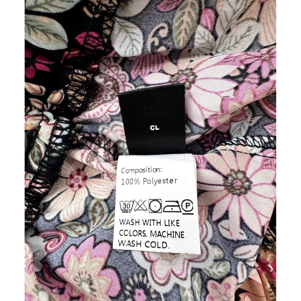 Skue Women Short Sz L Paperbag Black Short Floral Print High Rise