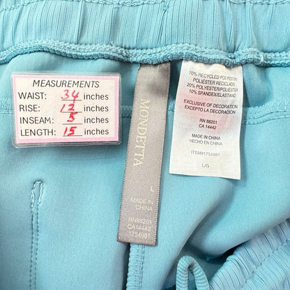 Mondetta Ladies Ribbed Active Short Sz L Scuba Adriatic Blue