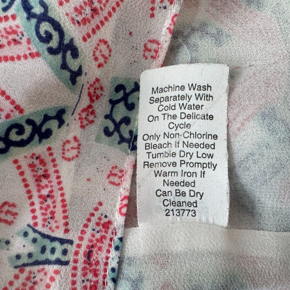 CAbi Top Sz S Scoop Neck Sleeveless Chiffon Layered Lined Mosaic Print