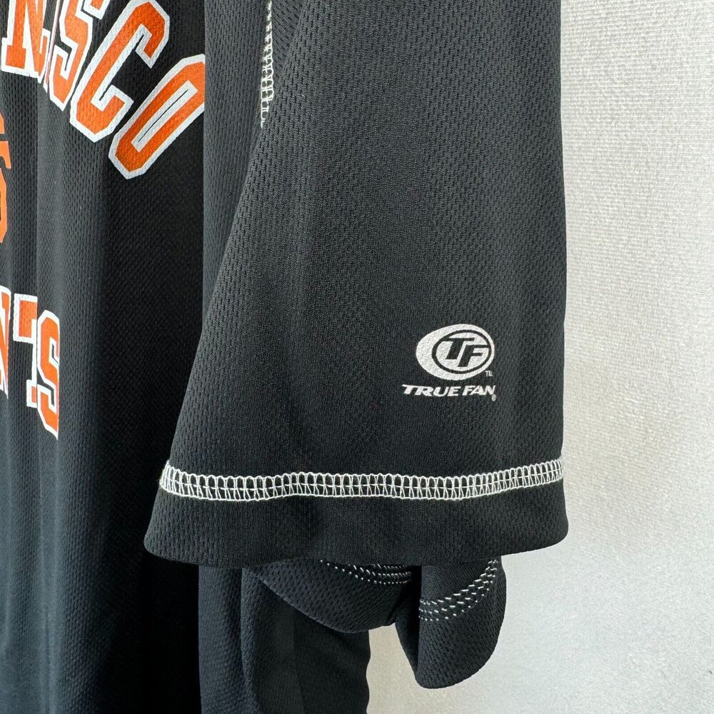 SF Giants Men Top Sz XL V-Neck Black S/S Shirt MLB Genuine Merchandise True Fan