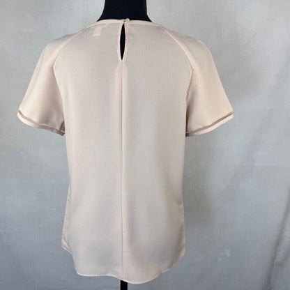 Calvin Klein Top Sz XS Dusty Peach Round Neck Short Sleeve Mesh Trim Keyhole