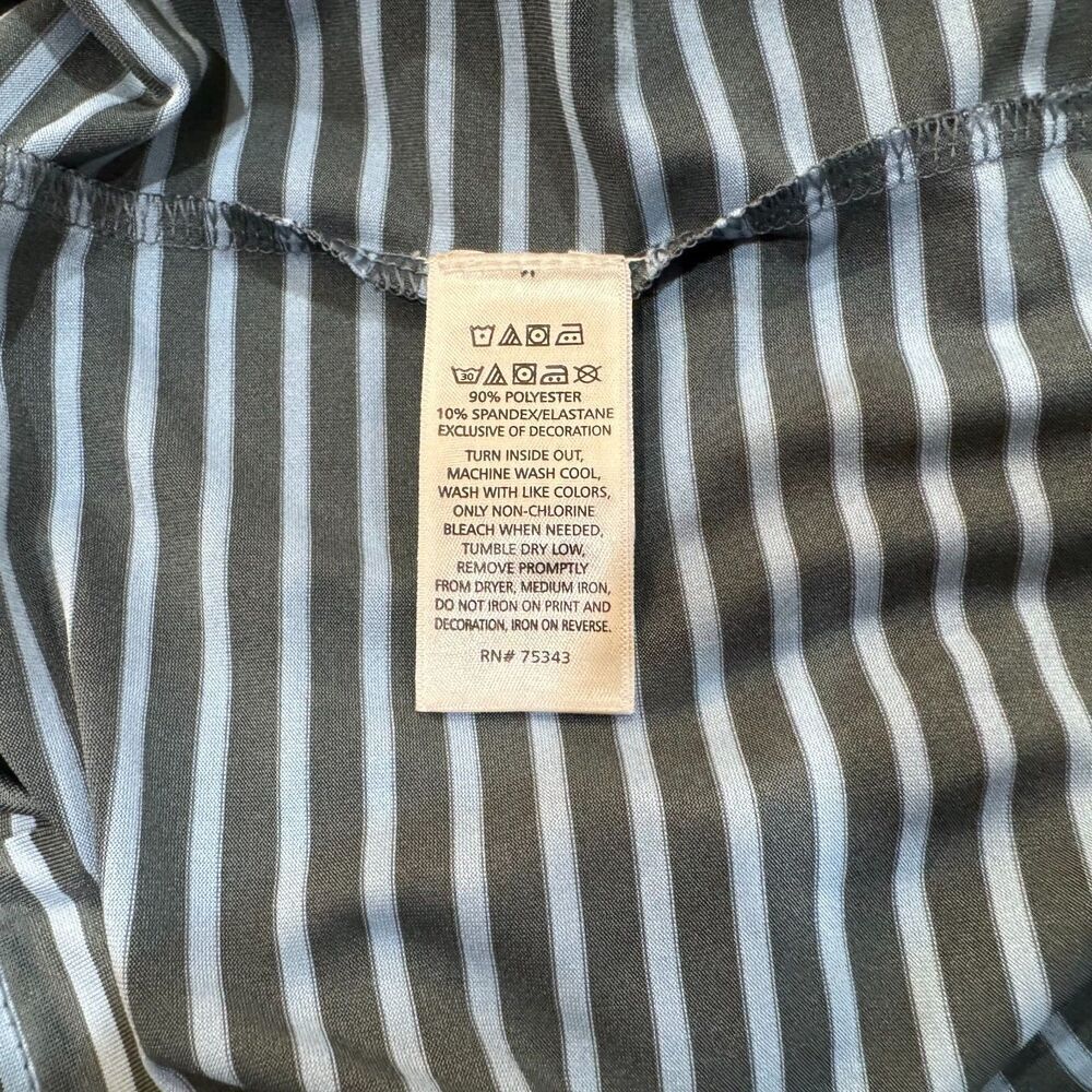 Rorie Whelan Golf Polo Men Sz L Gray Blue Stripes Collar Button Short Sleeves