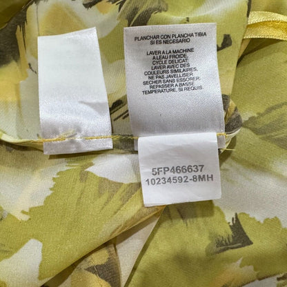 Anne Klein Blouse Sz M Yellow Ruffle VNeck Collar Sleeveless  Button Up Colorful
