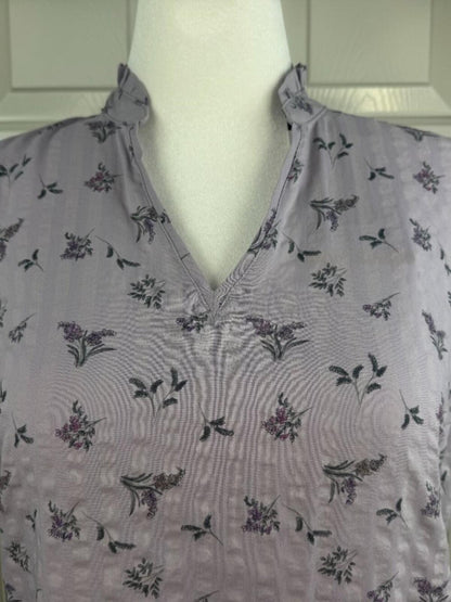 NWT Modern Ambition Purple Ruffle Collar Sleeveless Textured Blouse Small B2255