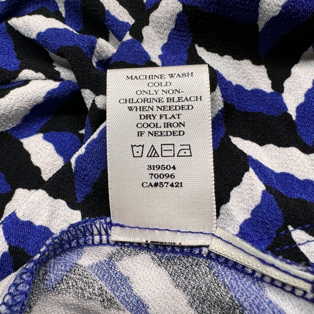 Ann Taylor Top XS Blue Black Cowl Neck Stretch Blouse Sleeveless