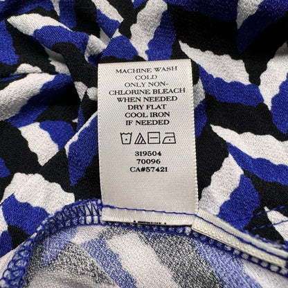 Ann Taylor Top XS Blue Black Cowl Neck Stretch Blouse Sleeveless