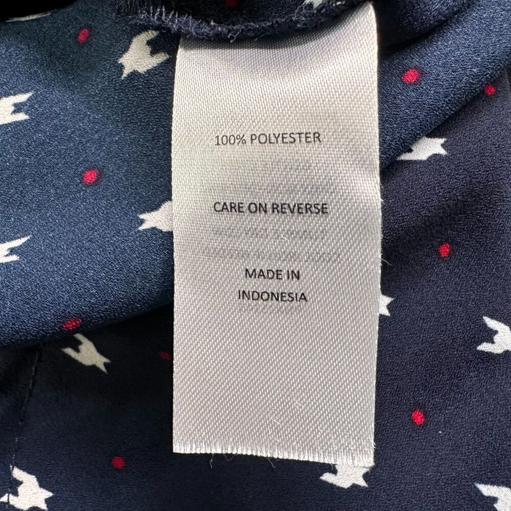 New York & Company Blouse Sz M Navy Blue Button Down Sleeveless Blouse