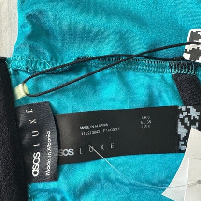 ASOS Luxe Women Sz 4 Turquoise Satin Bustier Cowl Neck Spaghetti Straps