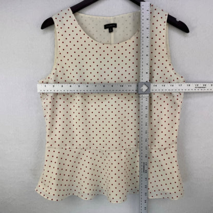 Talbots Ladies Top Sz 8 Sleeveless Cream and Red Polka Dots peplum side zipper