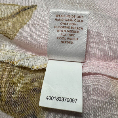 Lauren Conrad Blouse Sz S Floral Open Back Blouse 3/4 Flutter Sleeves Pink
