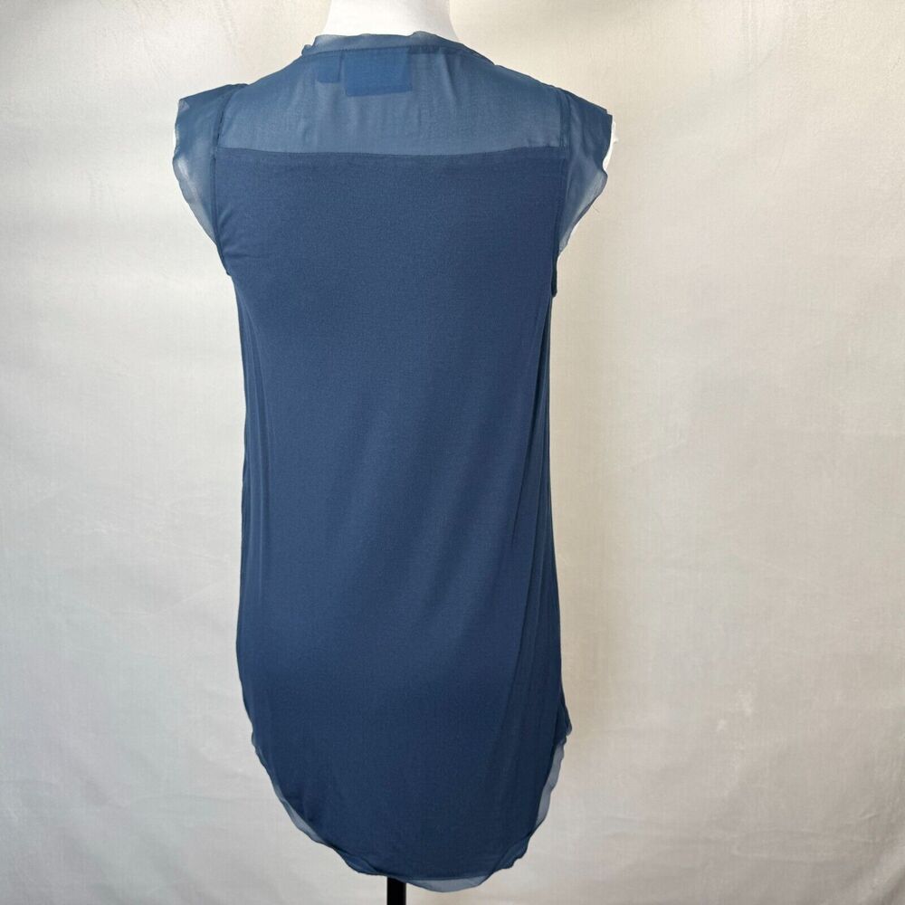 Simply Vera Wang Tank Top Sz S Multicolor Cap Sleeve V Neck Blue Mesh Trim