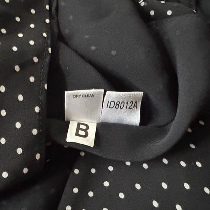 LOFT Women Blouse Sz 14P Black Beige Polka Dot Sleeveless VNeck