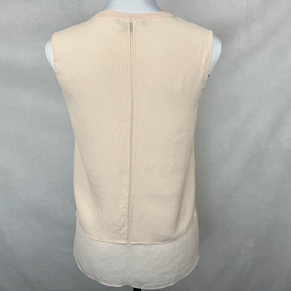 Vince Ladies Top Sz XS Beige Crew Neck Sleeveless Layered