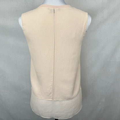 Vince Ladies Top Sz XS Beige Crew Neck Sleeveless Layered