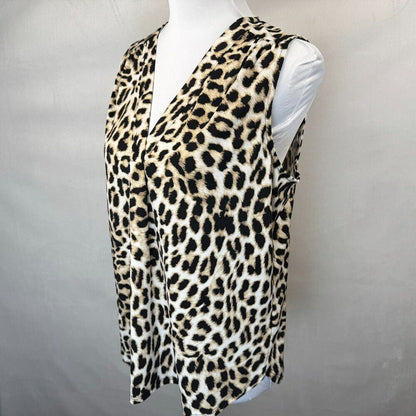 Vince Camuto Top Sz S Beige Black Leopard Print V-Neck Sleeveless