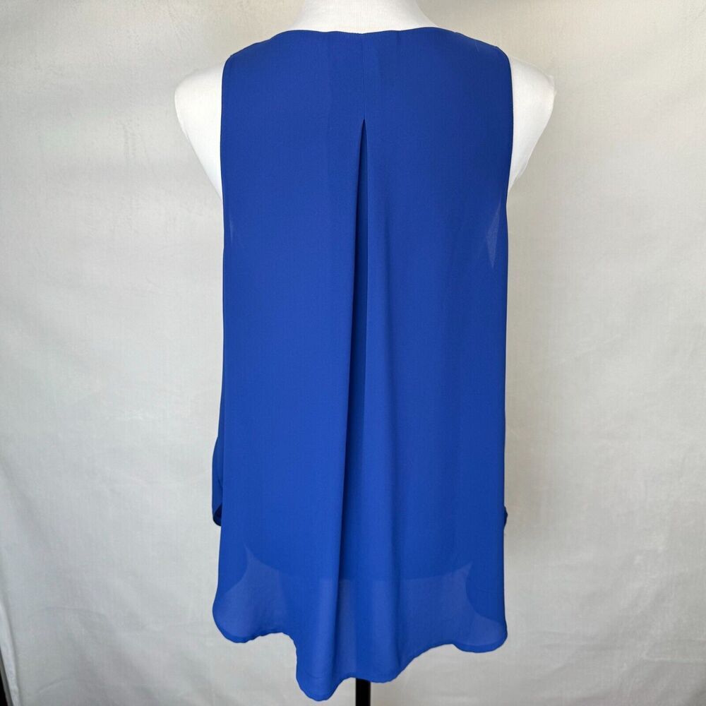 Lush Tank Top Sz S Blue Tunic Faux Wrap Criss Cross V Neck