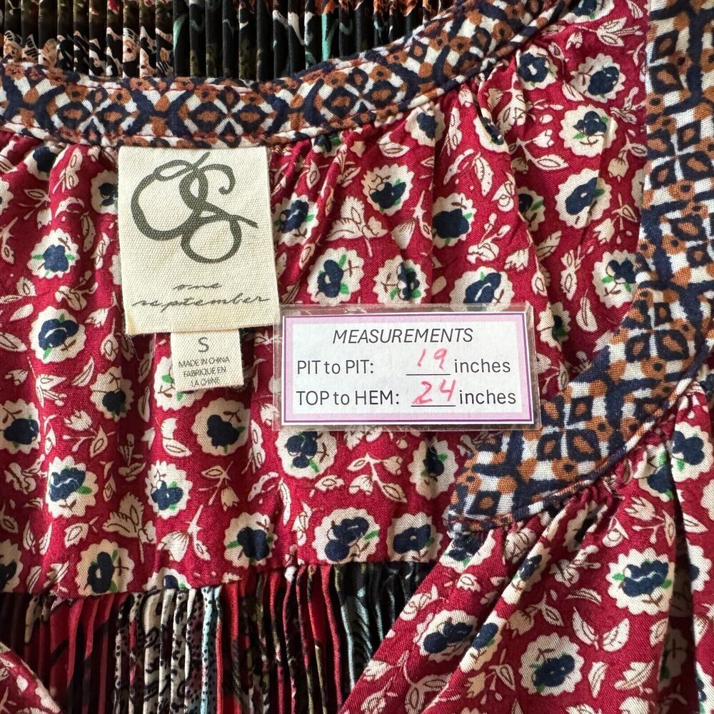 Anthropologie One September Tank Top Sz S Tamarosa Accordion Back Split Neck