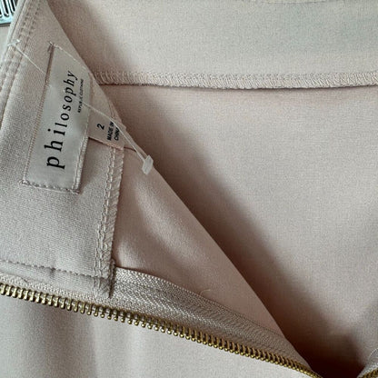 Philosophy Ladies Pencil Skirt Sz 2 Mid Length Dusty Pink Stretch