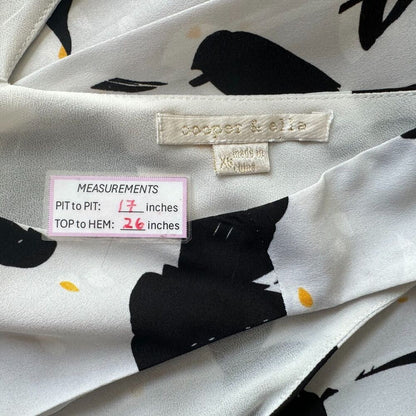 Cooper & Ella Top Sz XS Layered Off White Front Round Neck Floral Back VNeck