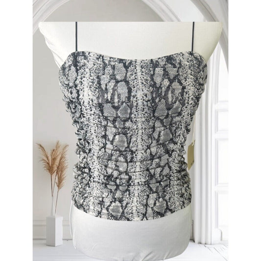 Active USA Crop Top Sz L NWT Mesh Snake Print Spaghetti Straps Elastic Stretch