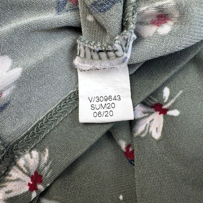 Banana Republic Top Sz S Casual Knit V Neck Cap Sleeve Green Floral Stretch