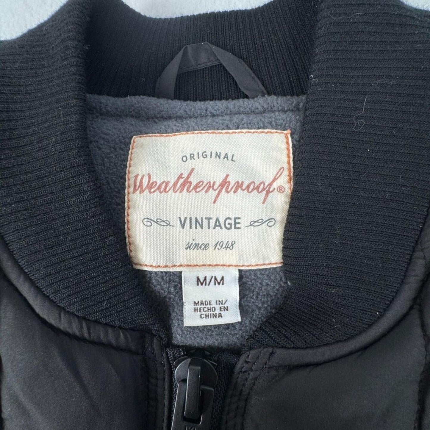 Weatherproof Vintage Men Medium Black Puffer Vest Fleece Lined Zip Pockets NWT