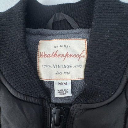 Weatherproof Vintage Men Medium Black Puffer Vest Fleece Lined Zip Pockets NWT