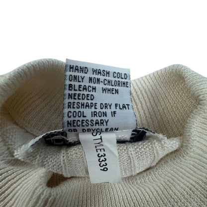 Bill Blass Blassport Women's Sweater Sz S Ivory High Neck 100% Silk Rib Knit