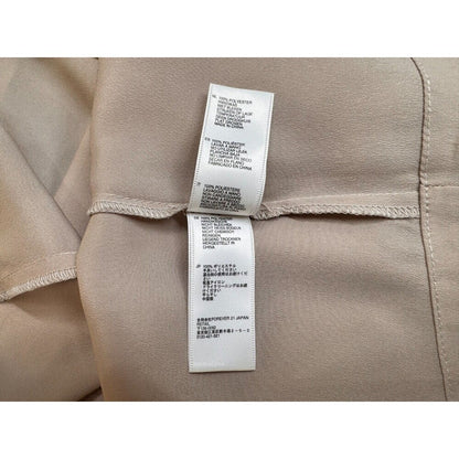 Forever 21 Ladies Blouse Sz S Beige Boat Neck Back Button Blouse Short Sleeve