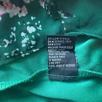 BWear Women Top Sz S Lined VNeck Front Ruffle Sleeveless Green Floral Multicolor