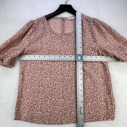 Sim & Sam Dusty pink top n darker pink print Puff Sleeve, Women's Size M