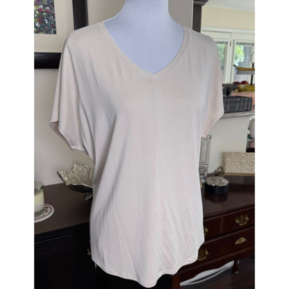 32 Degrees Cool Top Sz L NWT Tan Soft Luxe Short Sleeve V-Neck
